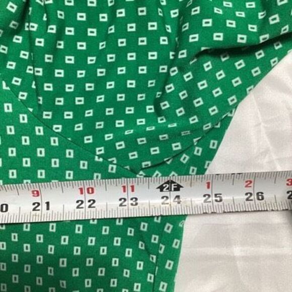 Liz Claiborne Womens Keyhole Long Sleeve Blouse Sz 2X Green White Stretch - Picture 5 of 6